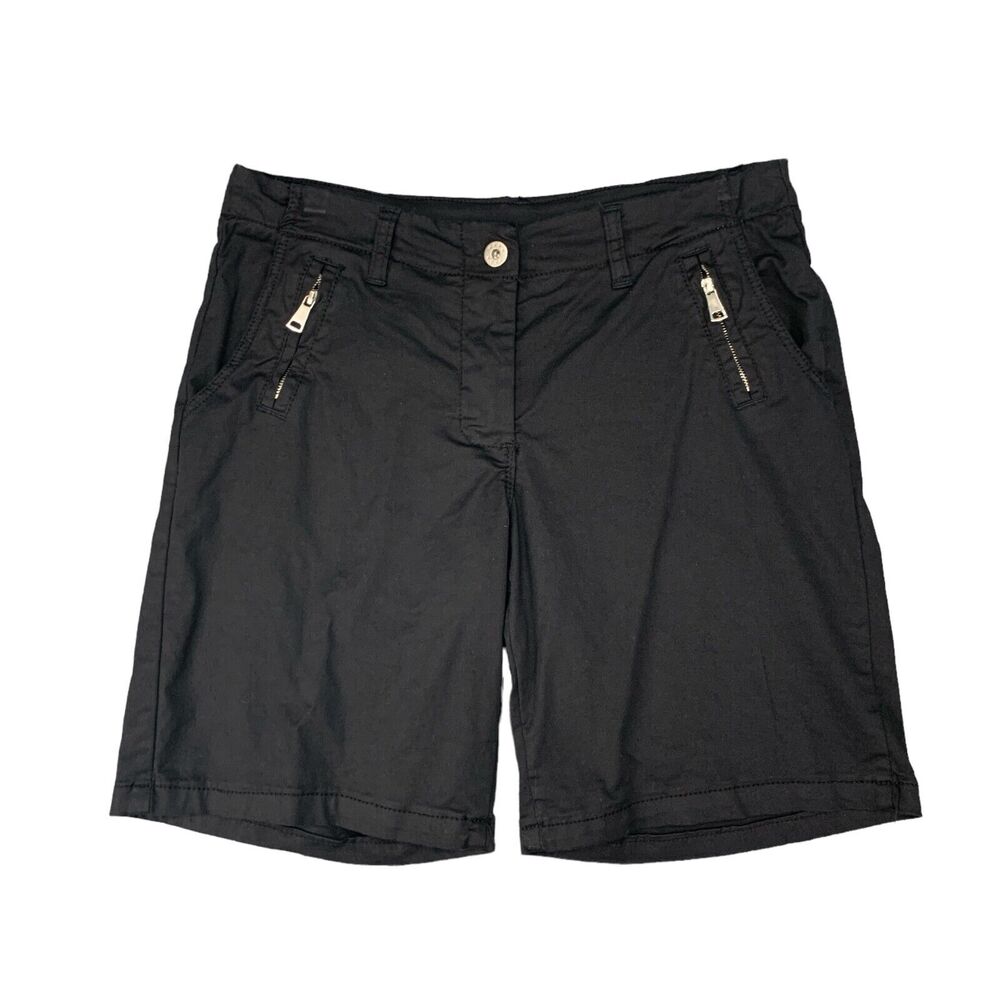 Venti6 Shorts Womens M Medium Black Zip Pockets Stretch Cotton Blend Pockets
